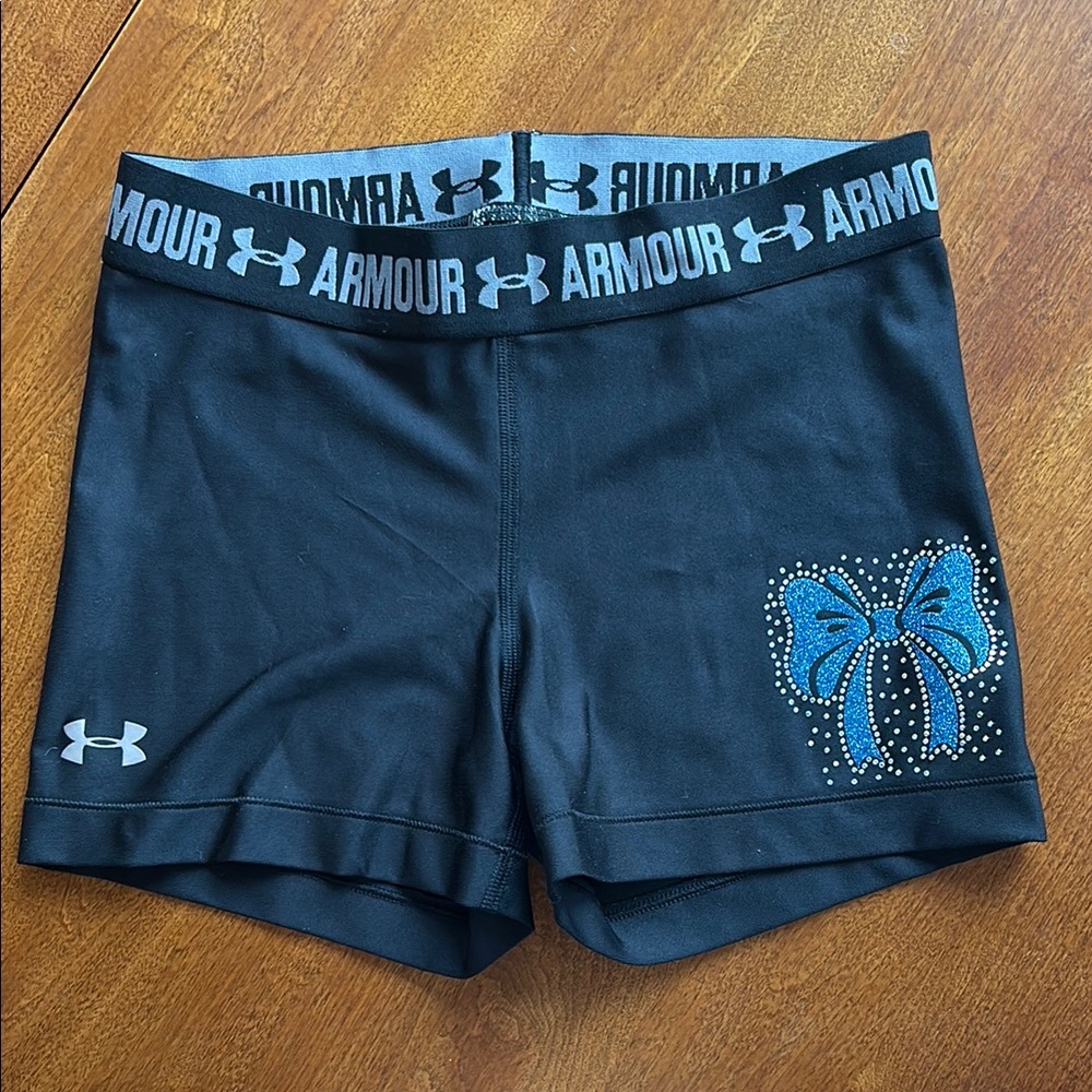 Under Armour Women's Black Shorts with Blue Bow